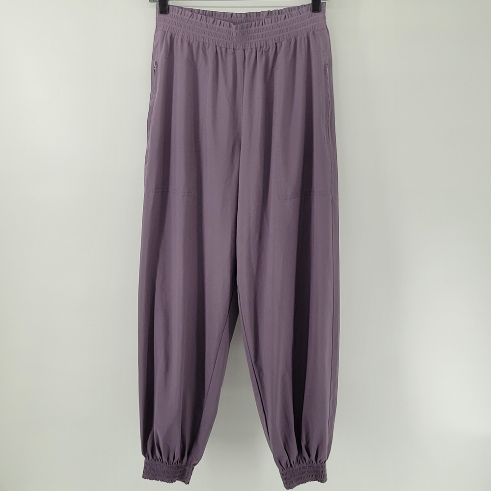 Athleta Savannah Jogger Womens 6 Purple Smocked Cuff Elastic Waist Pants